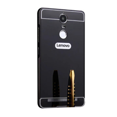 Други Бъмпъри за телефони Луксозен алуминиев бъмпър с твърд гръб огледален за Lenovo K5 Note A7020 A48 черен